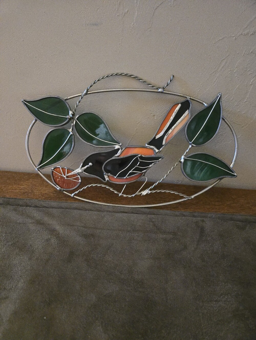 Handmade Stained Glass Oriole Suncatcher